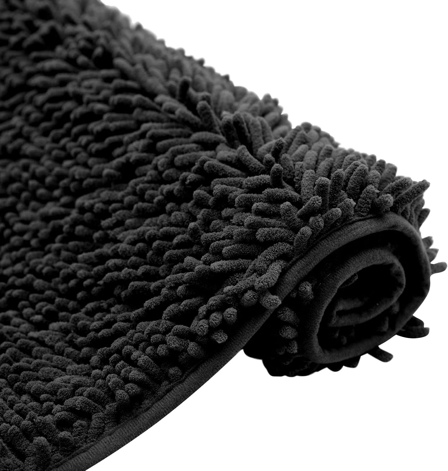 Non-Slip Bath Rug,Extra Soft Microfiber Bedroom Shag Carpet with Anti-Slip Backing,Water/Dust Absorbent Fast Dry Shower Mat,Sound Insulated Stairs Pad,Machine Washable (Black,24 x 24 Inches)
