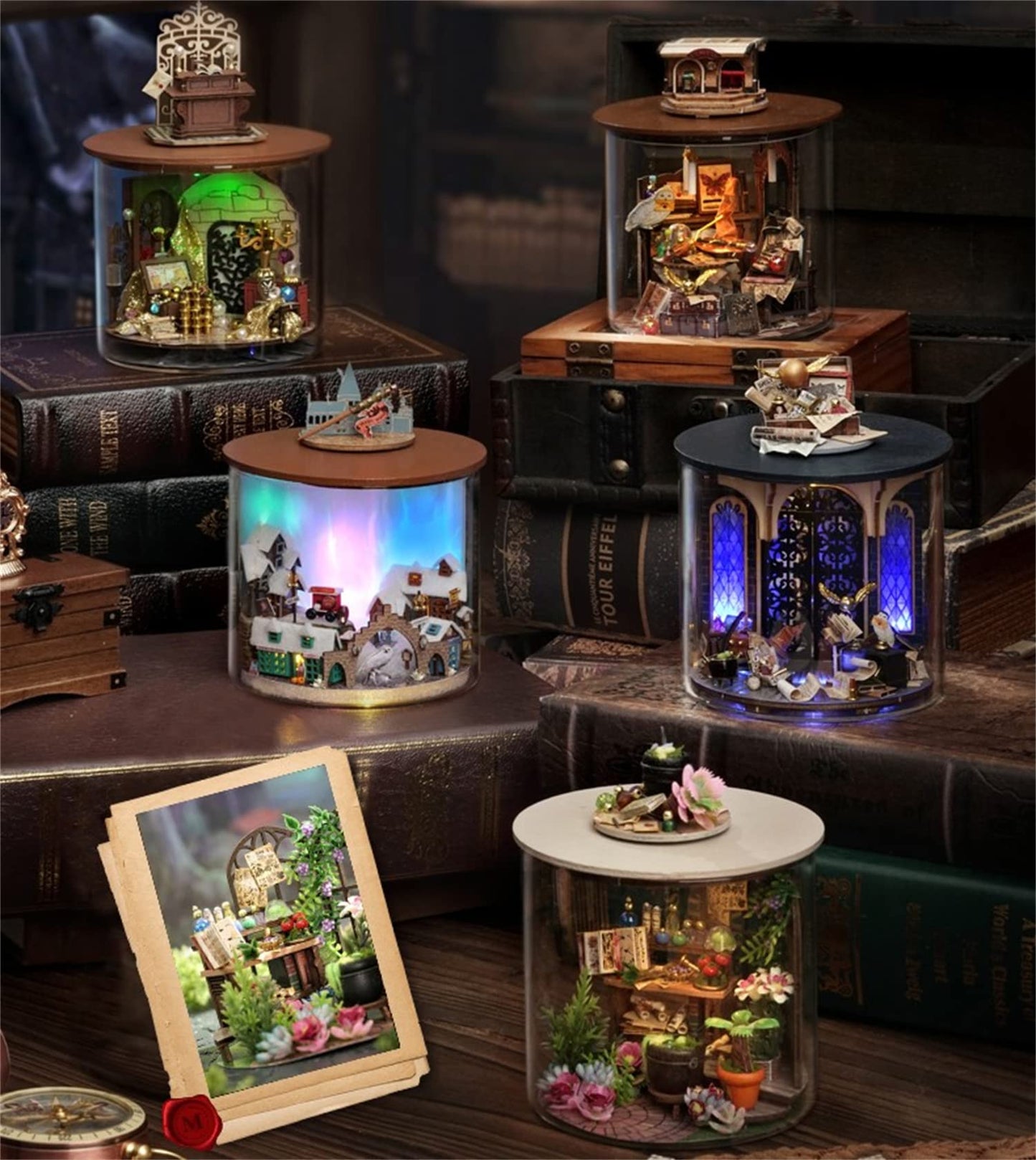 Flever Dollhouse Miniature DIY House Kit Creative Room Dream Bottle Series with Furniture for Romantic Valentine's Gift (Magic Garden)