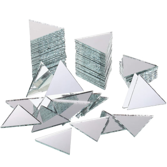 Jetec 300 Pieces Mirrors Tiles Triangular Small Mirrors Mosaic Tile DIY Glass for Art Wall Door Home Decorations