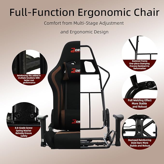 Fabric Gaming Chair, Skin-Friendly and Breathable, Manufactured by A Reputable Manufacturer, Safe and Stable, Specially Designed for Gaming.with Footrest Mg(1005-Brown)