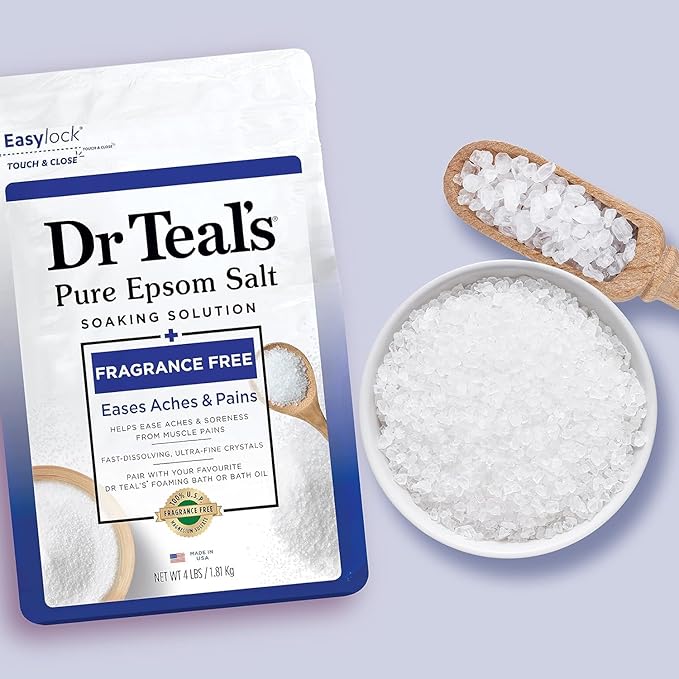Dr Teal's Pure Epsom Salt Soak, Fragrance Free, 4 lbs (Packaging May Vary) (Pack of 5)