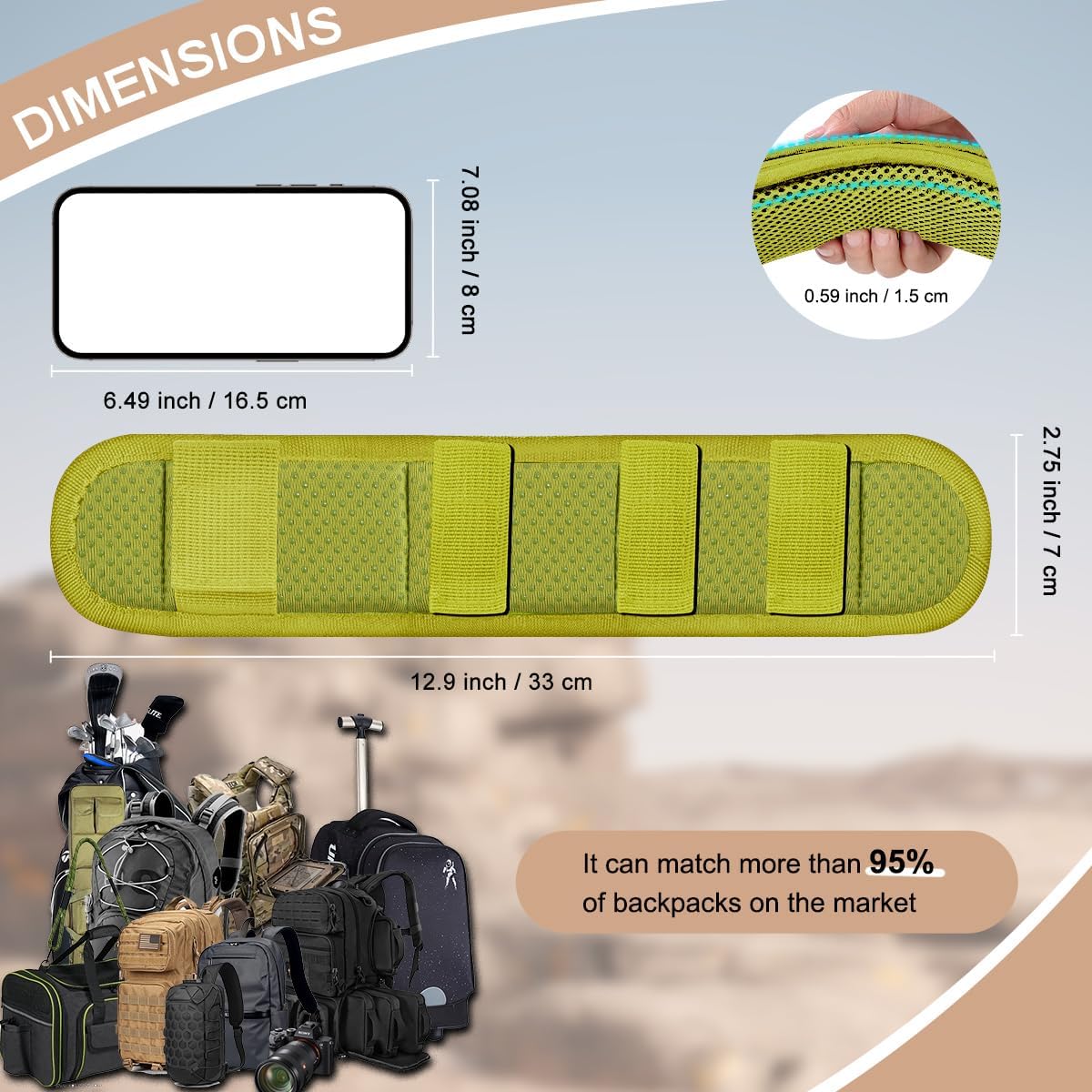 ZINZ 2-Pack Universal Shoulder Pad with Ultra Thick Cushion for Bag Luggage Bag Crossbody, Plus Long & Anti-Slip & Breathable,Army Green