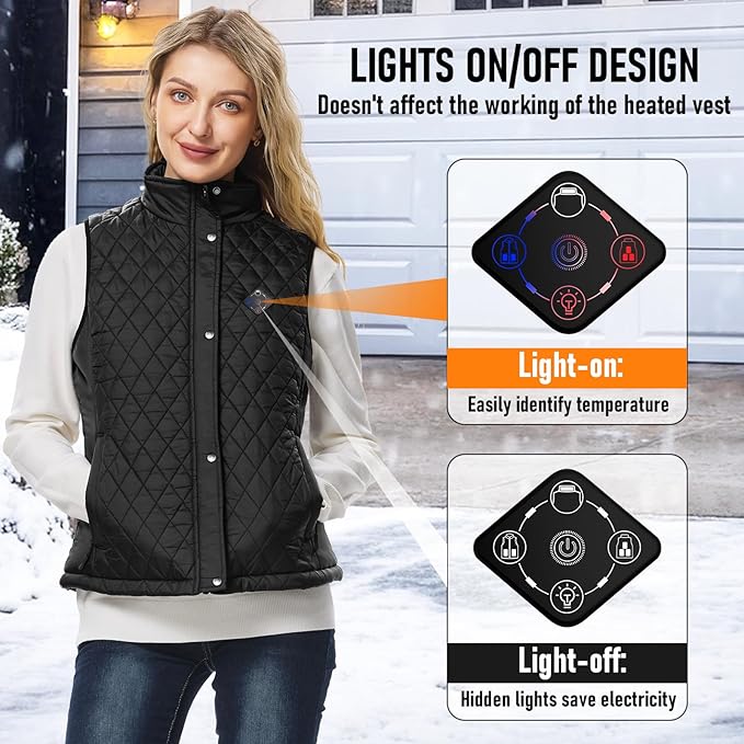 Women Heated Vest with Battery Pack, 16000mAh 7.4V Smart Rechargeable Heated Vests, Electric Lightweight Heating Vest Jacket