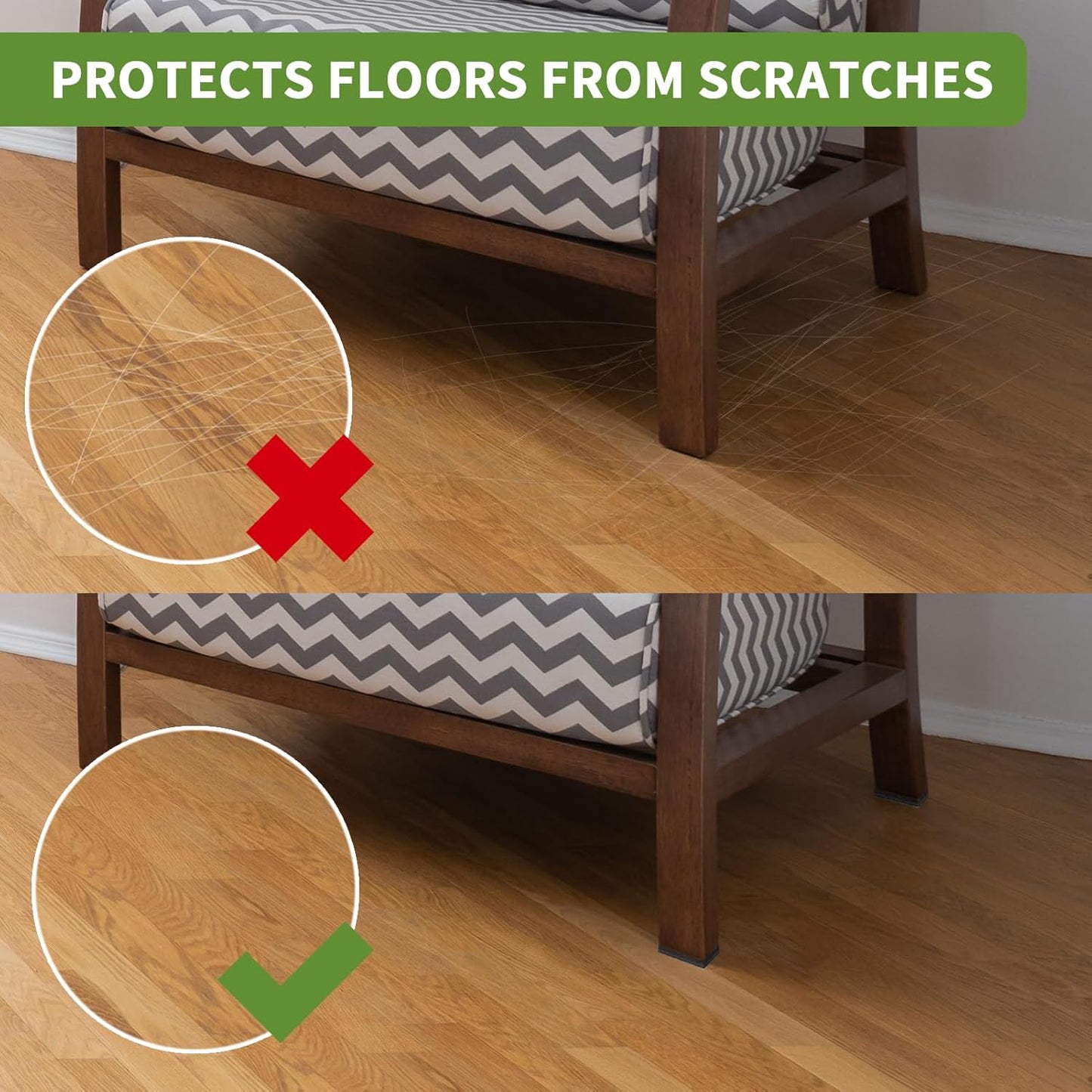 Non Slip Furniture Pads 16 PCS 2 1/2'' Square - Anti Slip Furniture Pads - Self Adhesive Rubber Feet Furniture Feet - Chair Leg Floor Protectors - Keep Furniture in Place