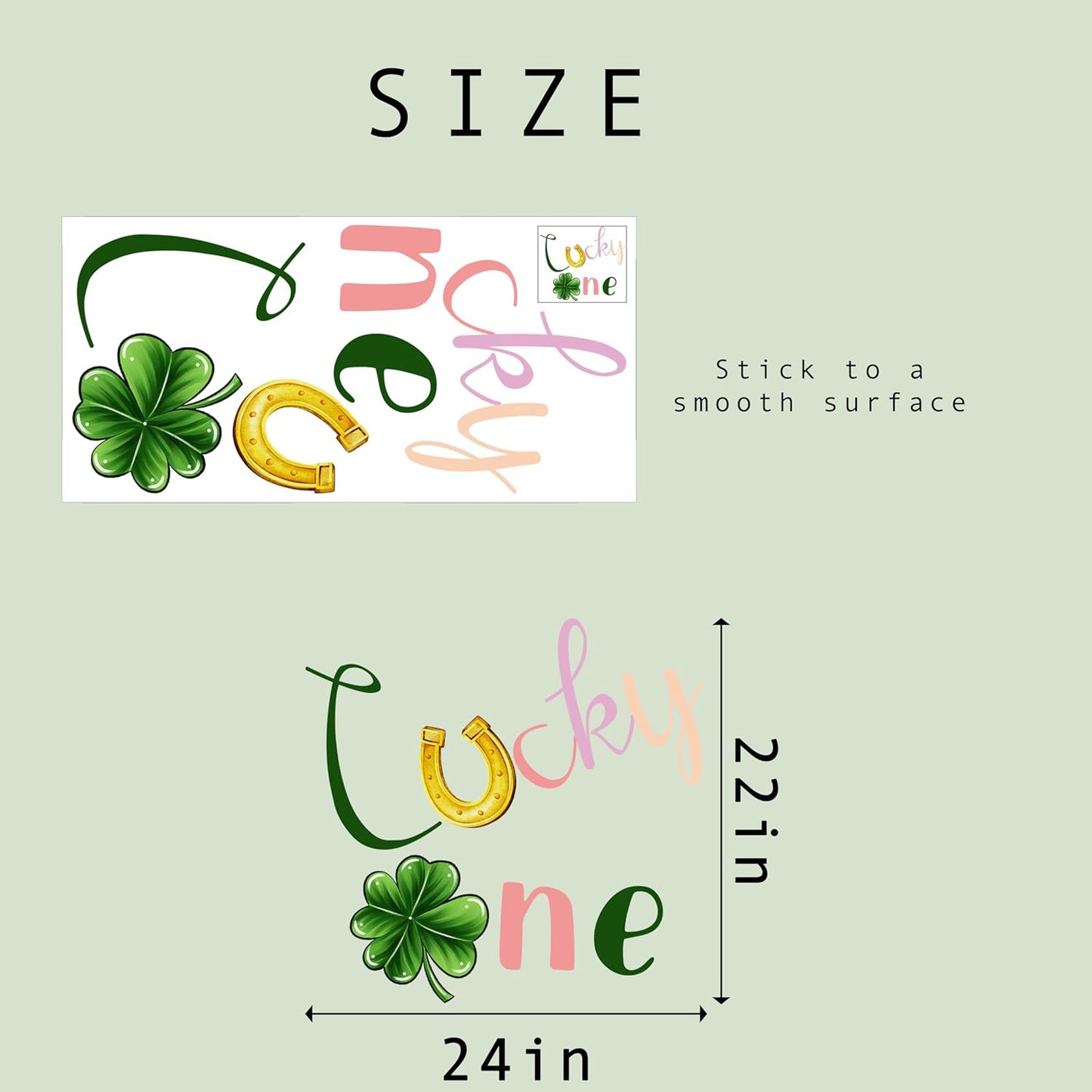 Lucky One Wall Decal - Clover First Boy Girl Birthday Party Decoration, Lucky Clover 1st Birthday Party Supplies, Balloon Arch Background Wall Four-Leaf Clover Sign Decal(Lucky one D)