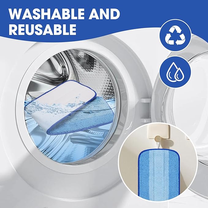 10 Pack Microfiber Cleaning Pads Compatible with Bona Mop, 18 Inch Hardwood Floor Replacement Cleaner Pads, Washable & Reusable Microfiber Mop Pads for Hard Surface Floors