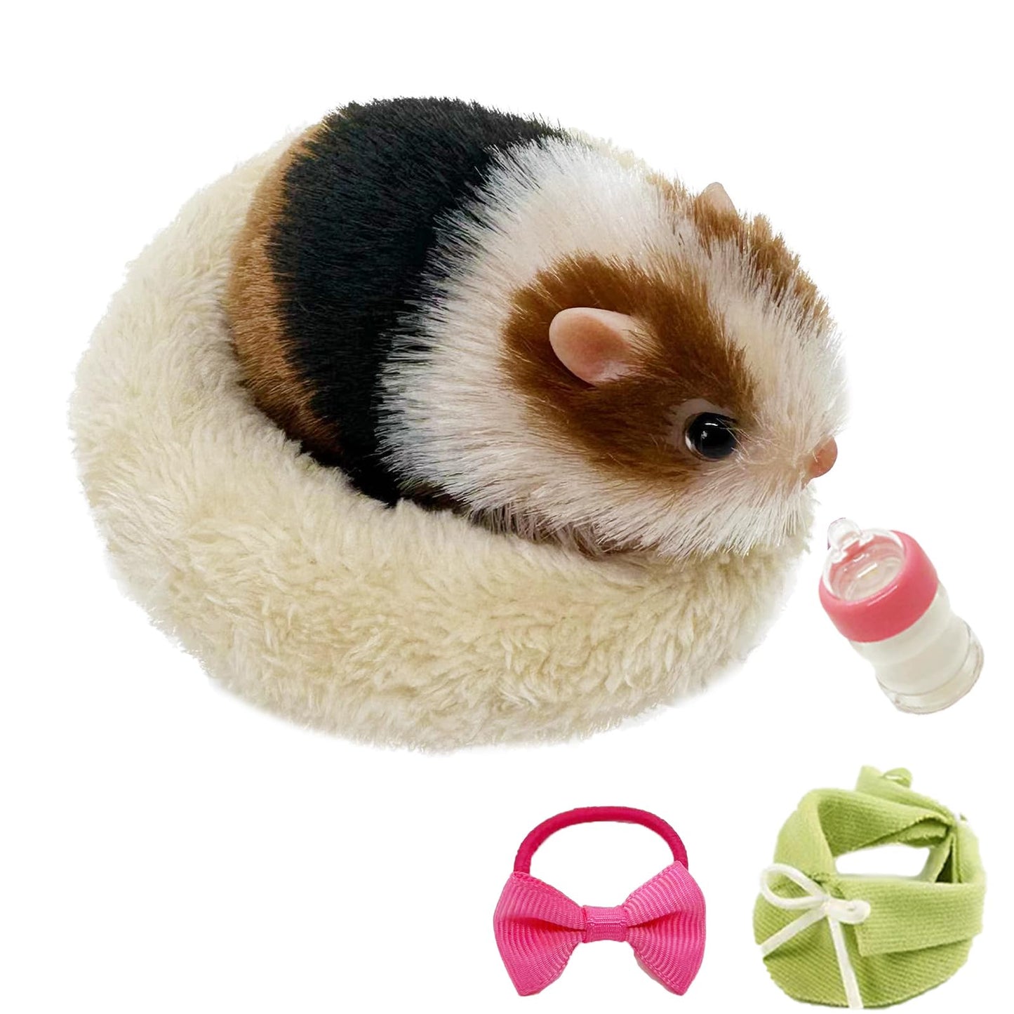 VOLOBE 5 Inches Silicone Hamster, Realistic Toy Hamster as Silicone Piglet Companion with Sleeping Pad Accessories for Kids Boy Girl Birthday Handmade Gift (Black Hamster)