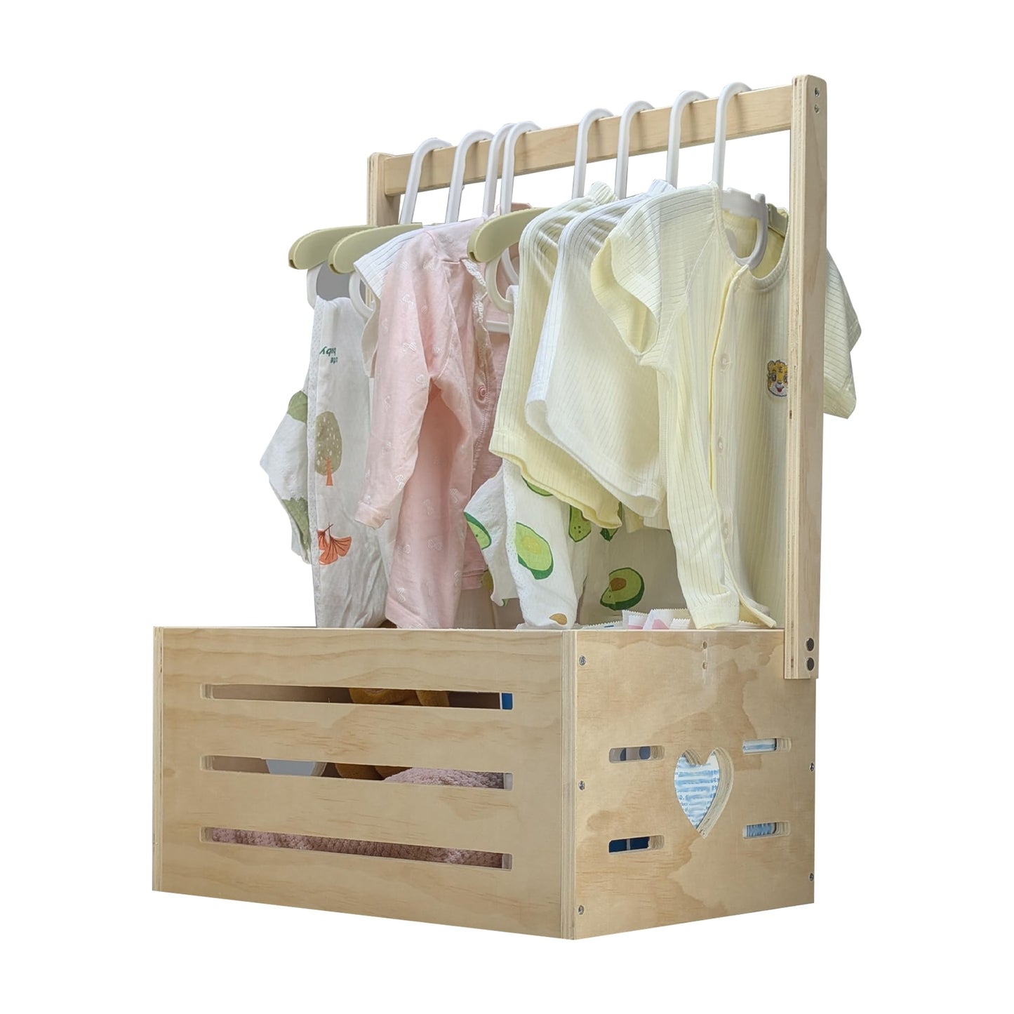 ARTAWEIN Wooden Baby Shower Crate Closet Clothes Hangers Dividers Large Gift Basket Boys Girls Wood Box Storage Display Handles Ivy Garland Welcome Gifts New Parents