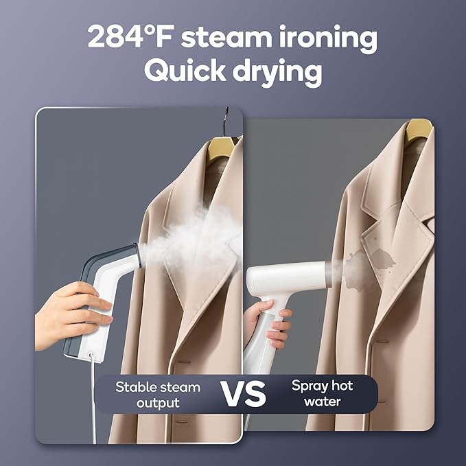 Travel steamer for clothes,100V-240V dual voltage steamer & iron 2 in 1,integrated 170ml tank 25s fast heat-up,1.2lbs portable fabric iron,handheld steaming wrinkles remover for garments(Panda colors)