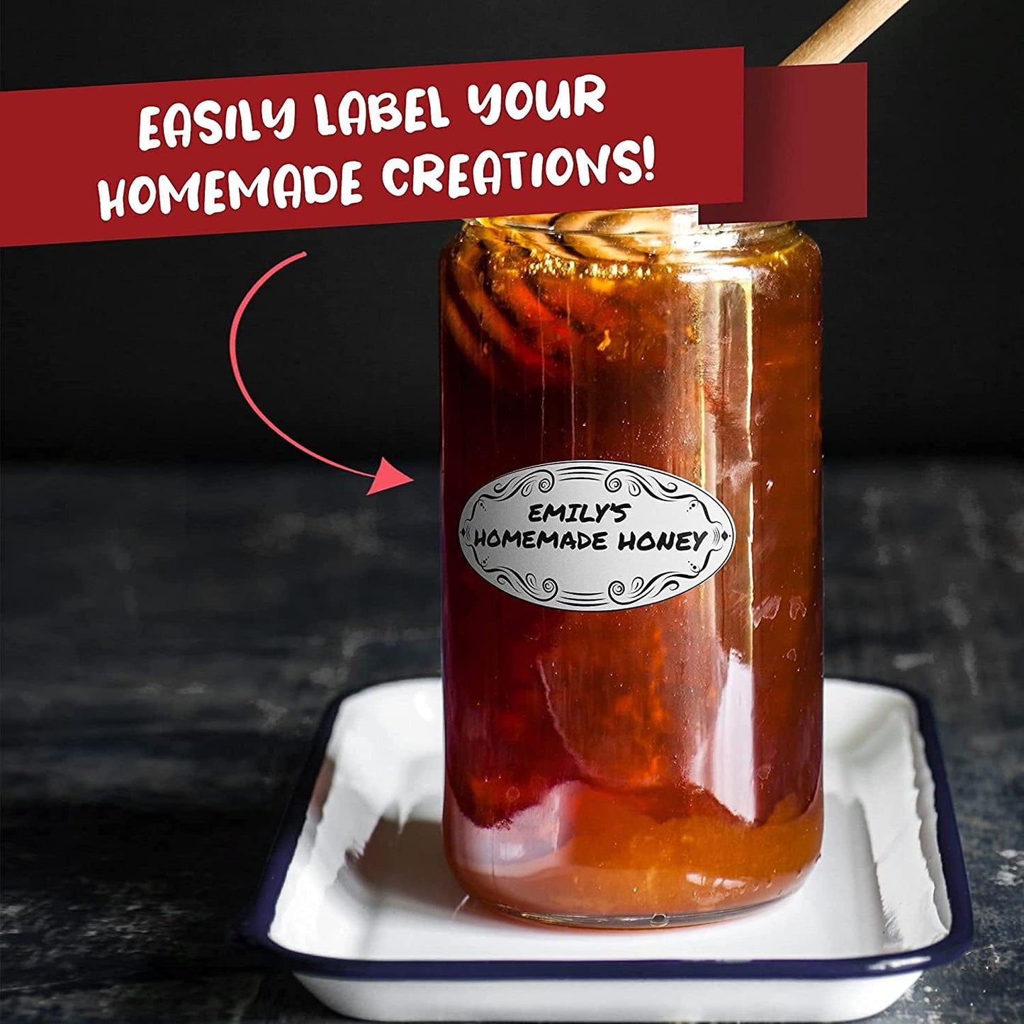 MESS Dissolvable Canning Labels for Jars - 1x2.25 in., 150/Roll - Removable Mason Jar Stickers (Ovals) for Jam and Preserves