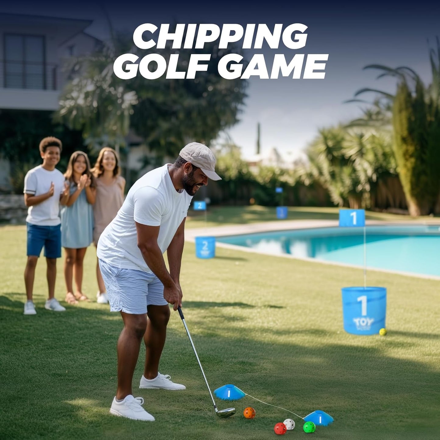 TOY Life Golf Game Set, 6 Holes Backyard Golf Bucket Game for Adults Kids, Practice Golf Course with Balls and Flag, Outdoor Indoor Golf Yard Game for Beach, Camping and Lawn