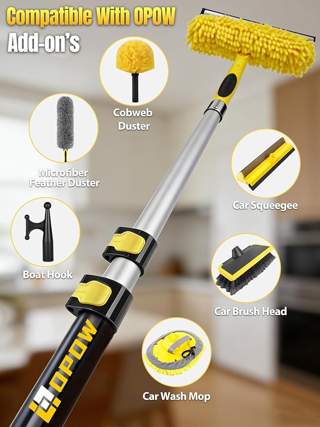 4-12 FT Paint Roller Extension Pole, Multi-Purpose Aluminum Alloy Telescoping Rod with Universal Twist-on Metal Tip Flip-Lock Design, for Painting Cobweb Dusting, Window Cleaning, Christmas Light
