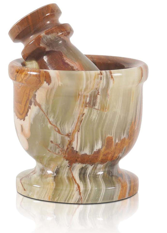 Radicaln Marble Mortar and Pestle Set Green 2.5" Inches Handmade Garlic Crusher & Grinder Bowl, Mini Mortar and Pestle for Kitchen - Herb Grinder Spice Grinder