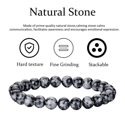 RANKEEF Mens Bracelets 8MM Natural Stone Beads Bracelet Set Stretch Adjustable Beaded Bracelets for Men