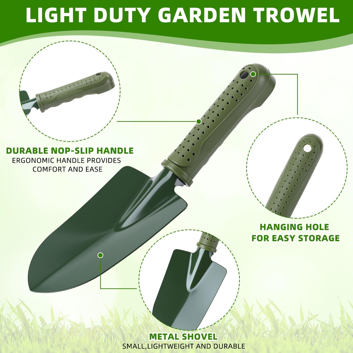 Yaocom 24 Pcs Garden Shovel Trowel Gardening Hand Tools Small Hand Shovels for Digging Metal Trowel Spade with Plastic Handle Anti Slippery for Lawn Yard Home Farm Planting