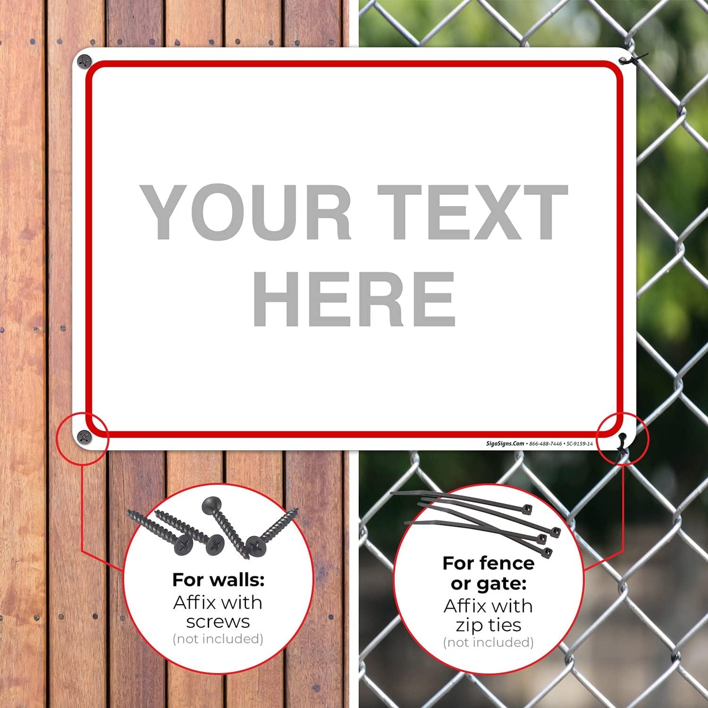 Custom Sign, Personalized Metal Signs, Customize for Office, Business, Workplace, Home, Airbnb, Delivery Red Signs, 10x14 Inches, Rust Free .040 Aluminum, Fade Resistant, Made in USA by Sigo Signs