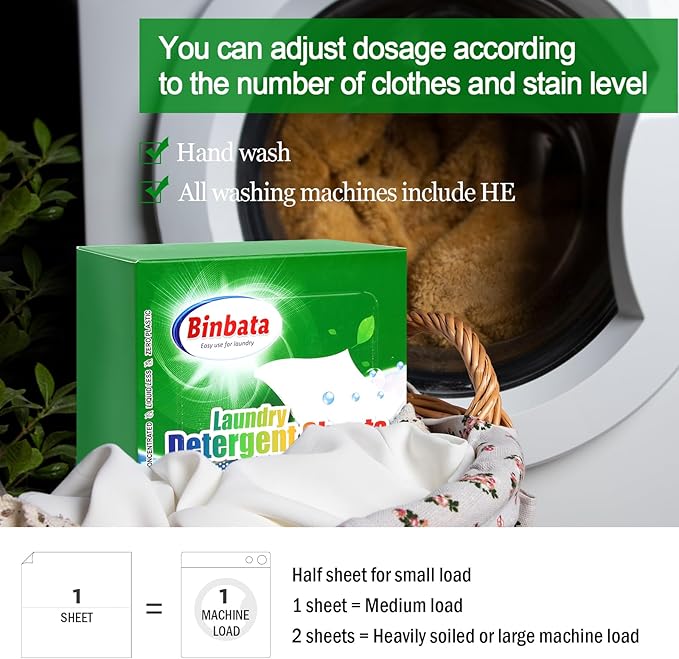 Laundry Detergent Sheets - Up To 128 Loads, Hypoallergenic, Eco-Friendly Forest Scent, Biodegradable, Plastic Free, Liquidless Laundry Sheets Suitable for Sensitive Skin