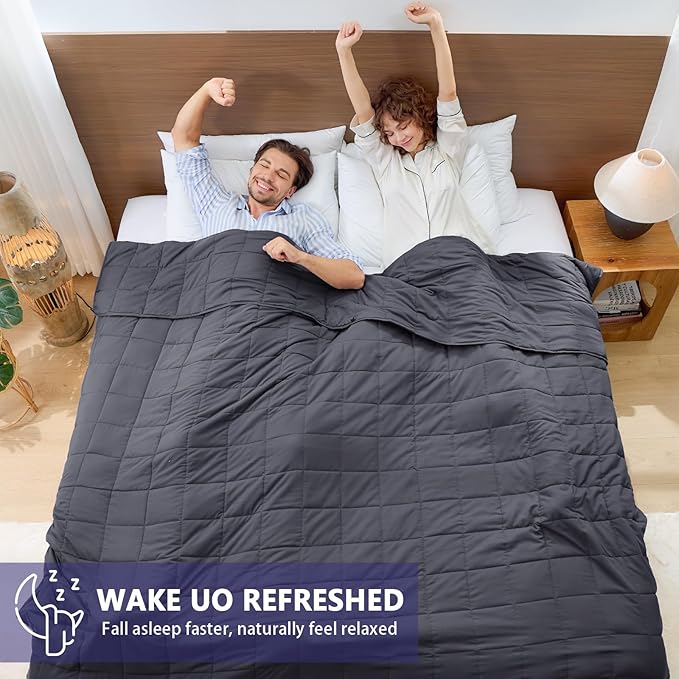 yescool King Size Weighted Blanket for Adults (25 lbs, 80” x 87”, Grey) Cooling Heavy Blanket for Sleeping Perfect for 240-260 lbs, Breathable Blanket for Adults & Couple All Season, Machine Washable