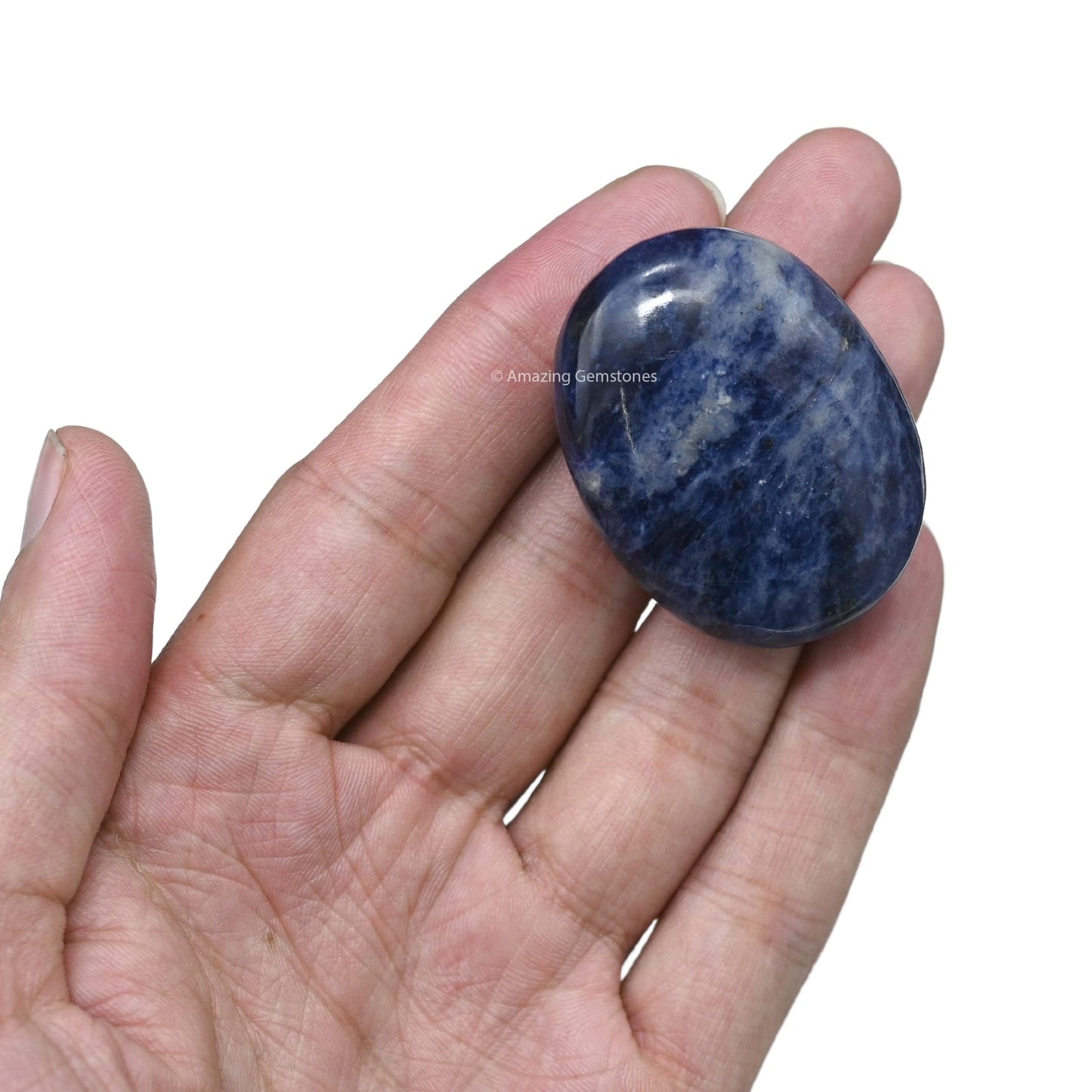 Amazing Gemstone Sodalite Crystals and Healing Stones - Large Palm Stone Crystals Piedra - Crystal for Good Luck, Balanced Positive Energy, Meditation - Unique Stocking Stuffers Gifts for Women, Men