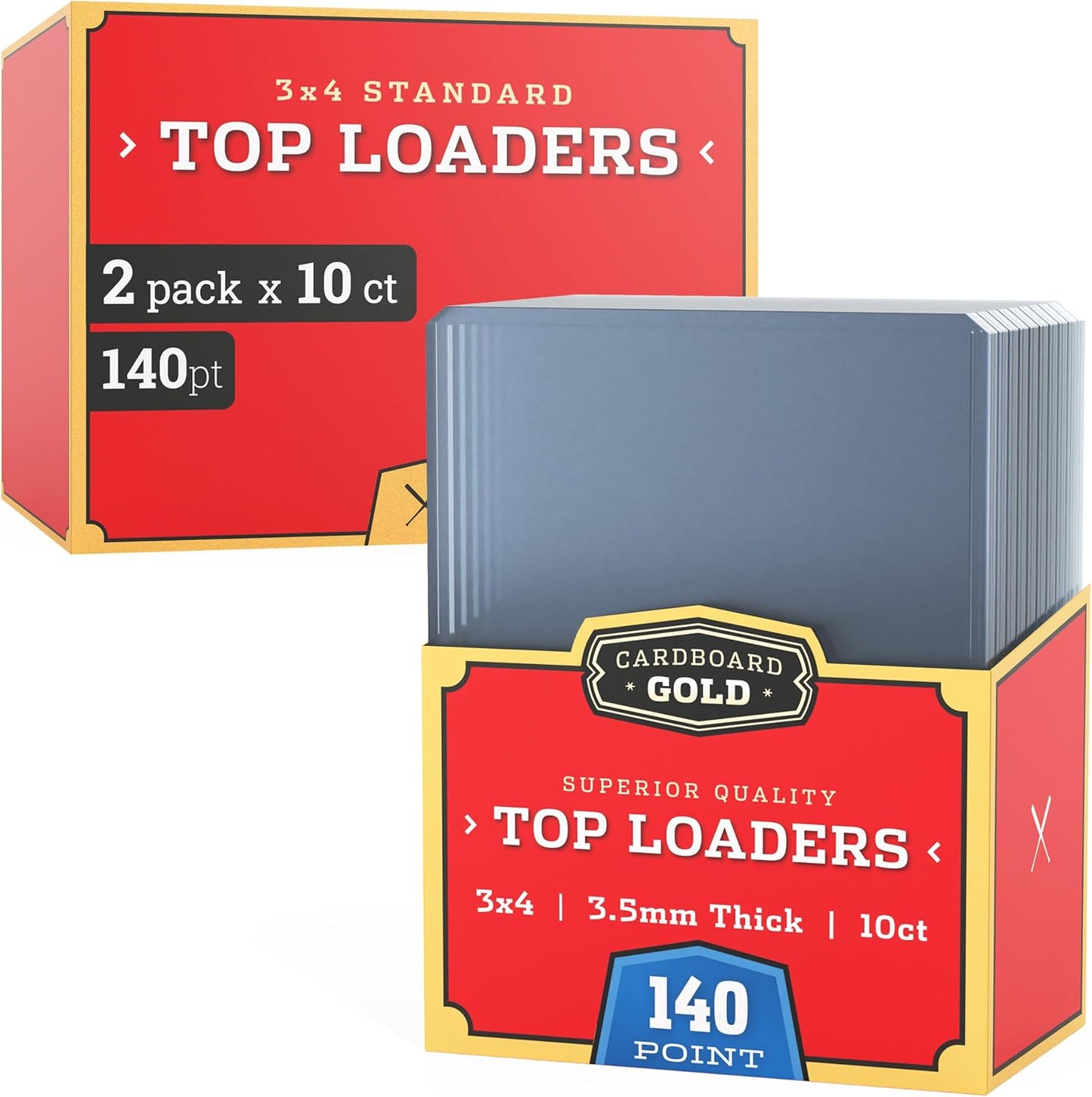 Cardboard Gold - 140pt Top Loaders for Cards - 20 Count - Premium 3x4 Inch Trading Card Toploaders - Protect Your Baseball and Sports Cards with These Crystal Clear Hard Plastic Sleeves Protectors