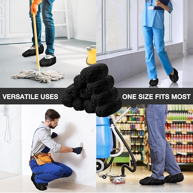 600 Packs Disposable Boot Shoe Covers Non Slip Thick Extra Booties for Shoes Covers Durable for Men Women (Black)
