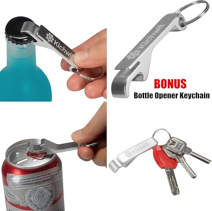 Kichwit Adjustable Jar Opener for Arthritis & Weak Hands & Seniors, Easily Opens 3/8" to 4" Jar and Bottle Lids, Free Bonus Bottle Opener Keychain Included