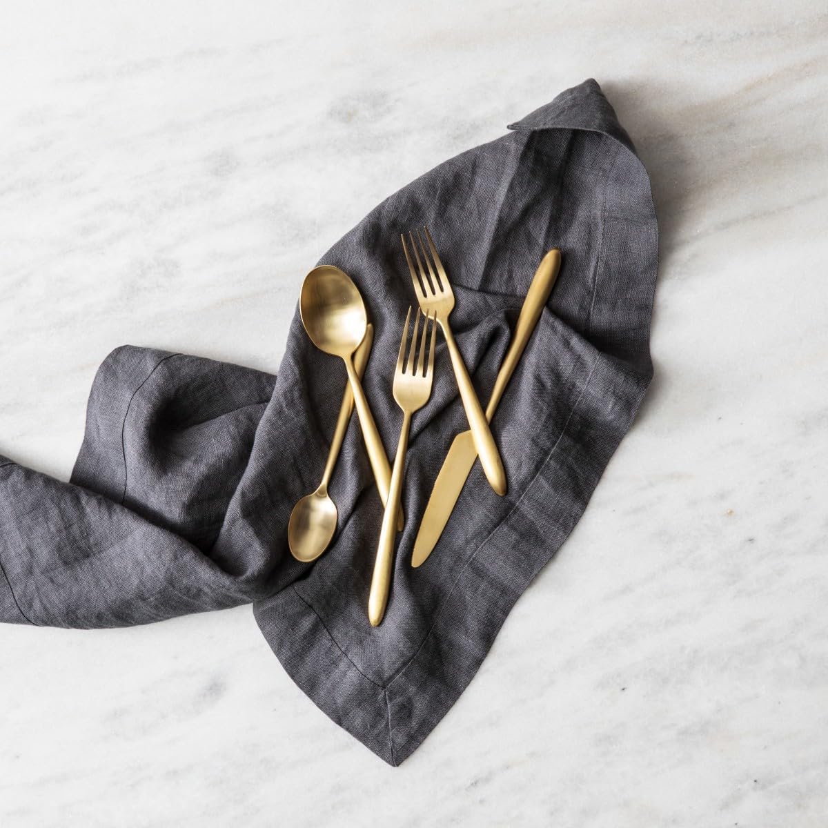 Fortessa Velo Brushed Flatware Set, 20-Piece, Brushed Gold