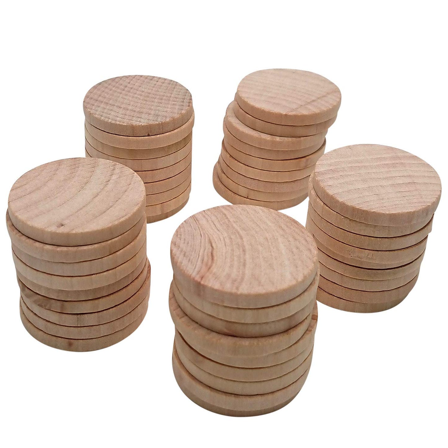 1.5 Inch Natural Wood Slices Unfinished Round Wood Coins for DIY Arts & Crafts Projects, 200 per Pack.