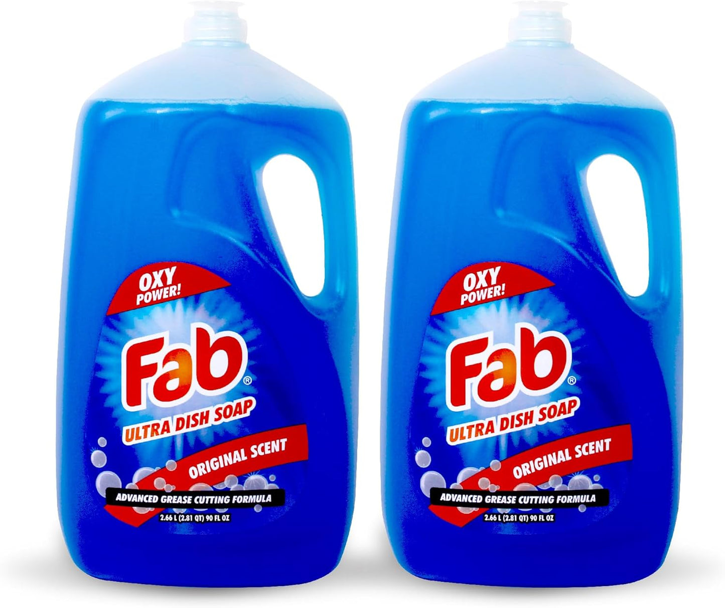 La's Totally Awesome Fab Liquid Dish Soap, Original Scent, 90 fl oz (Pack of 2) – Powerful Grease-Cutting Dish Liquid, All Purpose Dish Soap