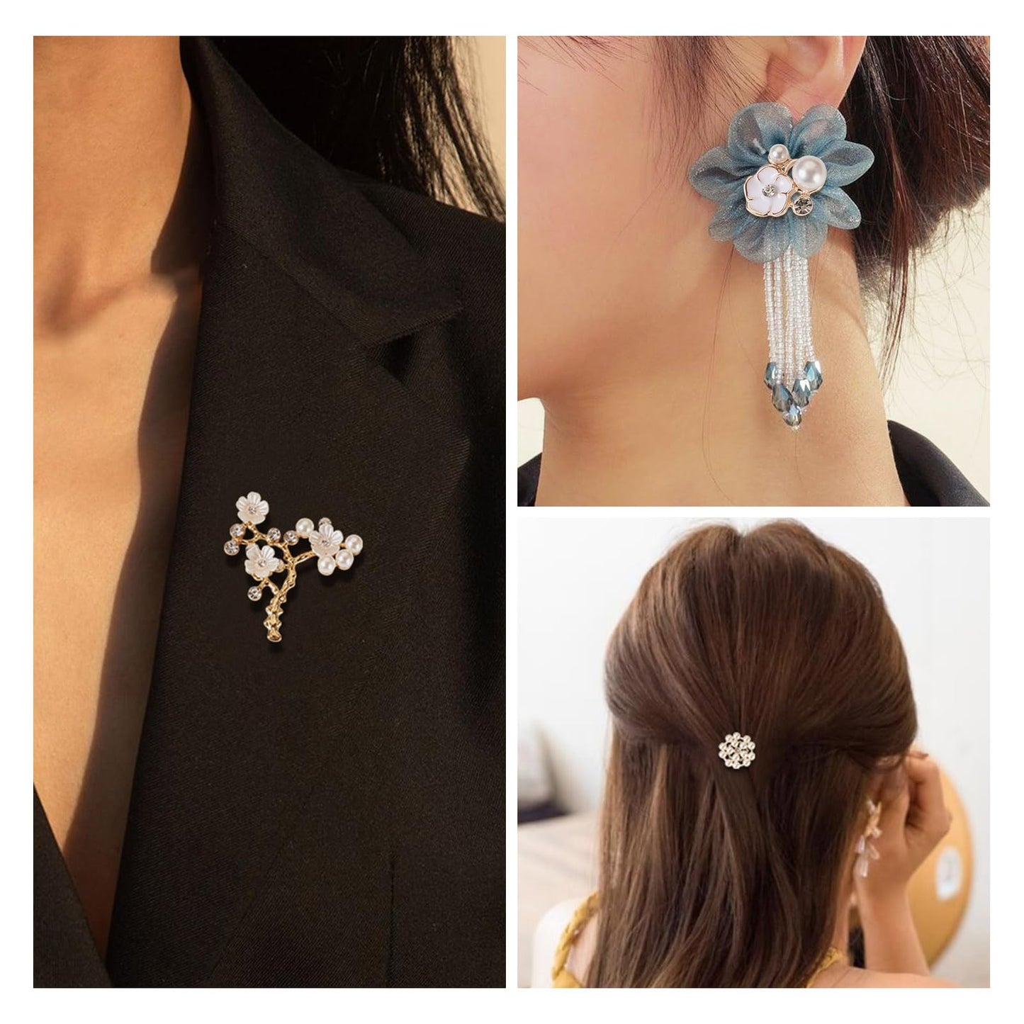 Craftdady 21 PCS Faux Pearl Rhinestone Flower Buttons Pearl Rhinestone Buttons Alloy Floral Embellishments Brooch for Crafts Jewelry Making DIY Wedding Decorations Clothes Bags Shoes Supplies
