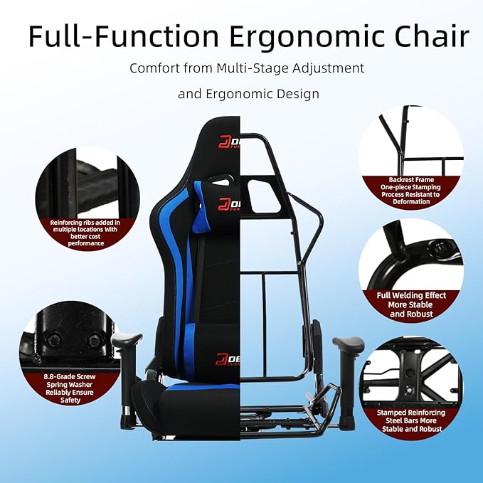 Fabric Gaming Chair, Skin-Friendly and Breathable, Manufactured by A Reputable Manufacturer, Safe and Stable, Specially Designed for Gaming.with Footrest Mg(1005-Deepblue)