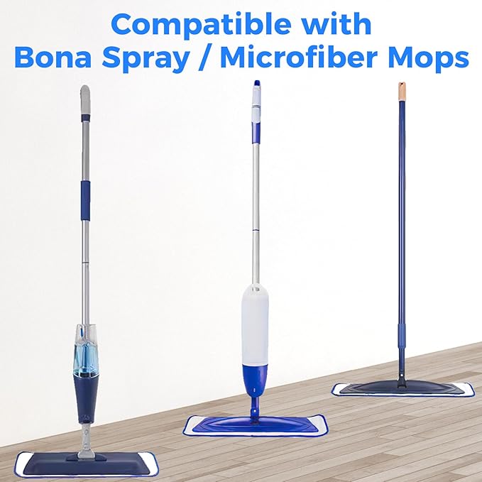 12-Pack Microfiber Cleaning Pads, 18-Inch Microfiber Mop Pads Compatible with Bona Mop, Washable and Reusable Mop Pad Refills for Hardwood Tile Laminate Floors
