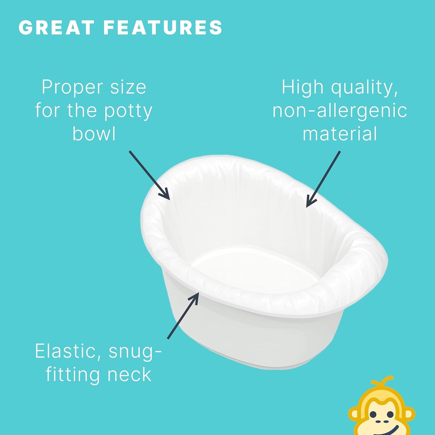 Premium Refill Potty Bags - Strong, Leak-Proof Bags for Travel Potties, Potty Chairs, Potty Seats & Portable Toilets (Regular Size, 60, Count)