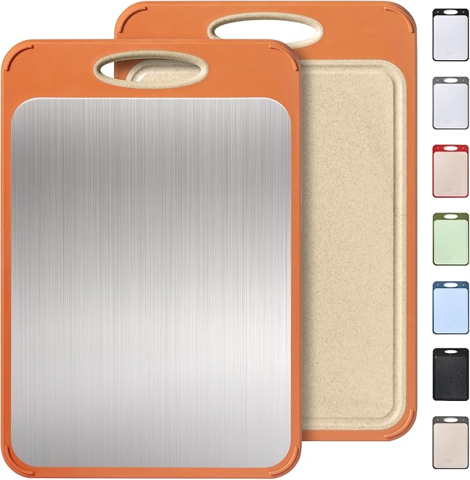 2 in 1 Stainless Steel Cutting Board with Handle Chopping Eating Grilling Biard Cutboard Biard Chtting Cuttingboards Voard Oard Bord Dishwasher Safe 16 x 11 Baords Baord Veg Utting Ultimate