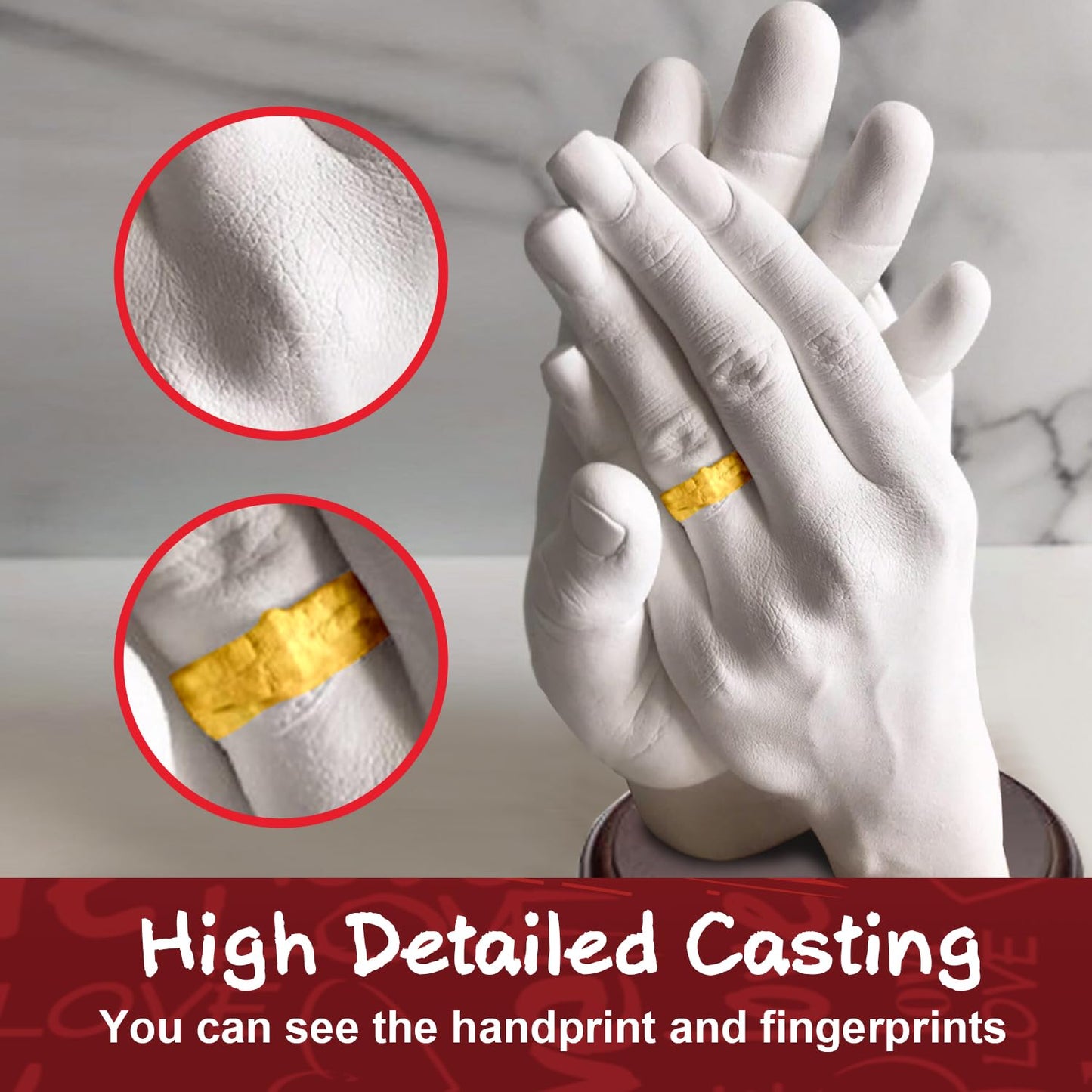 PewinGo Hand Casting Kit Couples with Wood Display Base & Practice Kit, Original Anniversary Engagement Birthday DIY Gifts Her & Him, Keepsake Sculpture Boyfriend Girlfriend Wedding Bridal Shower