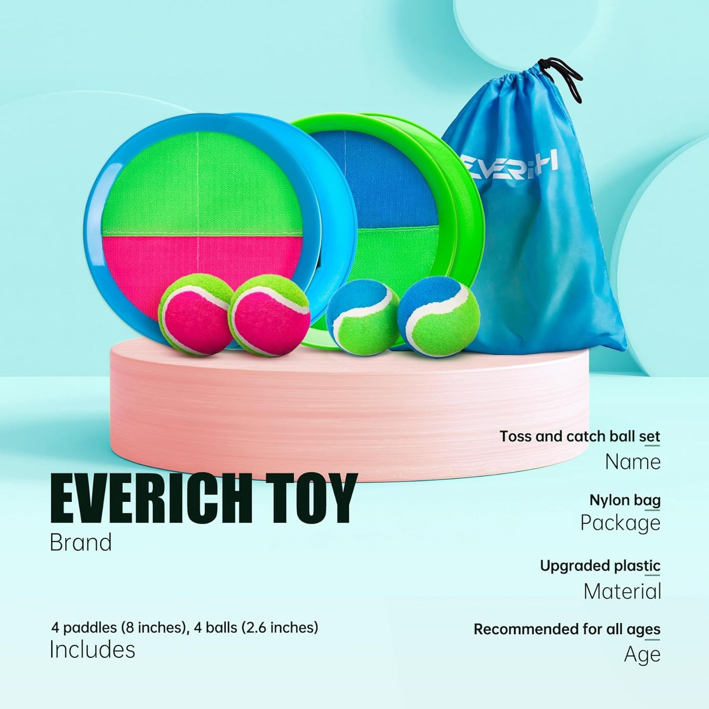 EVERICH Upgraded Toss and Catch Ball Game Set, Outdoor Games for Kids Toys, Stocking Stuffers for Family Games, Beach Pool Yard Outside Toys for Boys Girls 3 4 5 6 7 8-12 Years Old