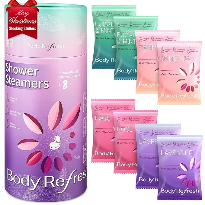 Shower Steamers Aromatherapy - Birthday Gifts for Women, 8 Pack Shower Bombs with Essential Oils, Stress Relief, Spa Gifts for Women, White Elephant Christmas Gfits Stocking Stuffers