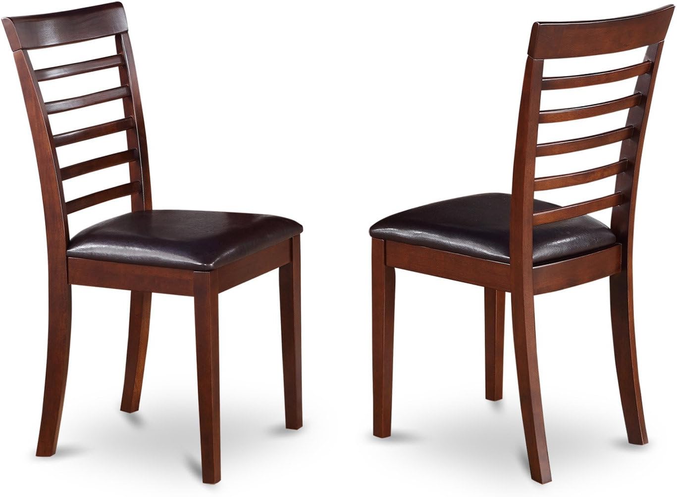 East West Furniture HLML5-MAH-LC 5 Piece Dining Table Set for 4 Includes a Round Kitchen Table with Pedestal and 4 Faux Leather Dining Room Chairs, 42x42 Inch, Mahogany