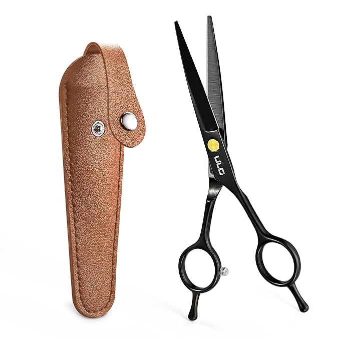 ULG Hair Cutting Scissors Professional Salon Shears 6.5-Inch Ultra Sharp Barber Scissors with PU Leather Case, Left/Right Symmetrical, Stainless Steel Haircut Scissors for Men, Women, Salon & Home Use
