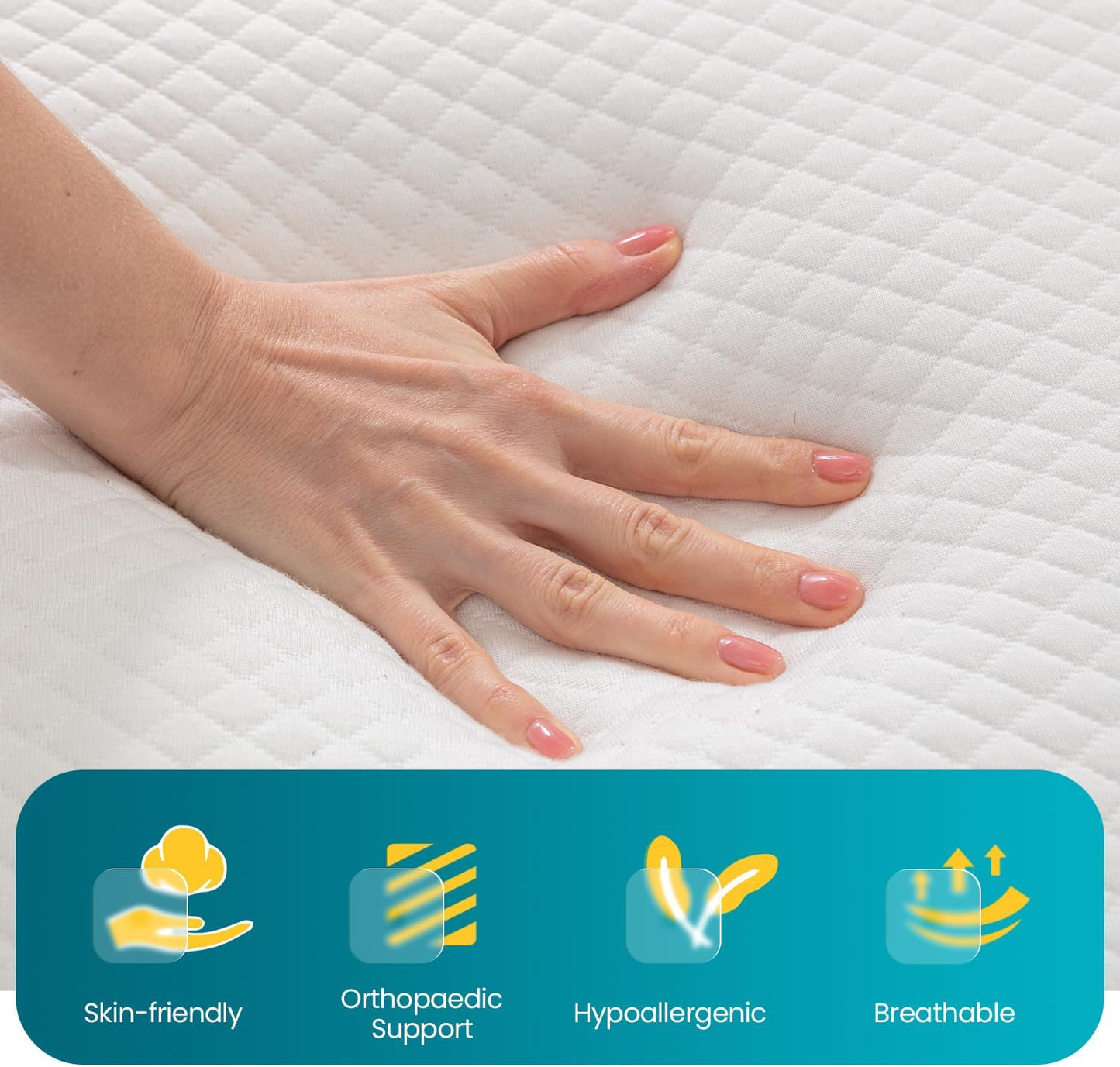 FDW | 14 Inch Twin Mattress | Medium Firm | Gel Memory Foam Mattress | White | Bed in a Box, CertiPUR-US Certified | Pressure Relief, Cooling Ventilated Foam | Washable Removable Cover