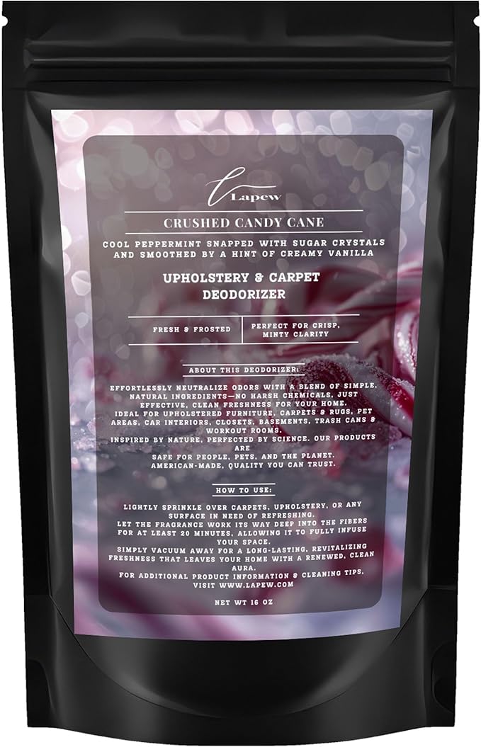 Crushed Candy Cane Carpet Freshener Powder 16 oz | Powerful Odor Eliminator for Home | Upholstery Deodorizer | Carpet Deodorizer | Cat Litter Box
