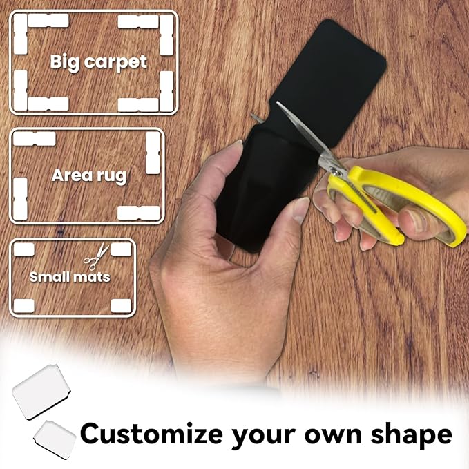 Rug Carpet Non Slip Grippers, Reusable Double Sided Carpet Tape Pads, Strong Adhesive Grippers for Area Rugs, Keep Corners Flat, No Damaging for Floor, 24Pcs