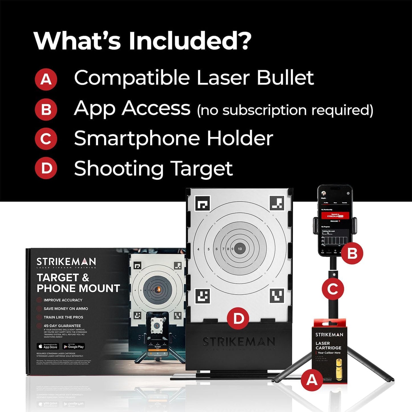 Strikeman .38 Special Dry-Fire Laser Training System - Great for Target Shooting Practice with Pistols - Kit Includes Access to Updated App (No Subscription Needed), Cartridge, Target & Phone Holder