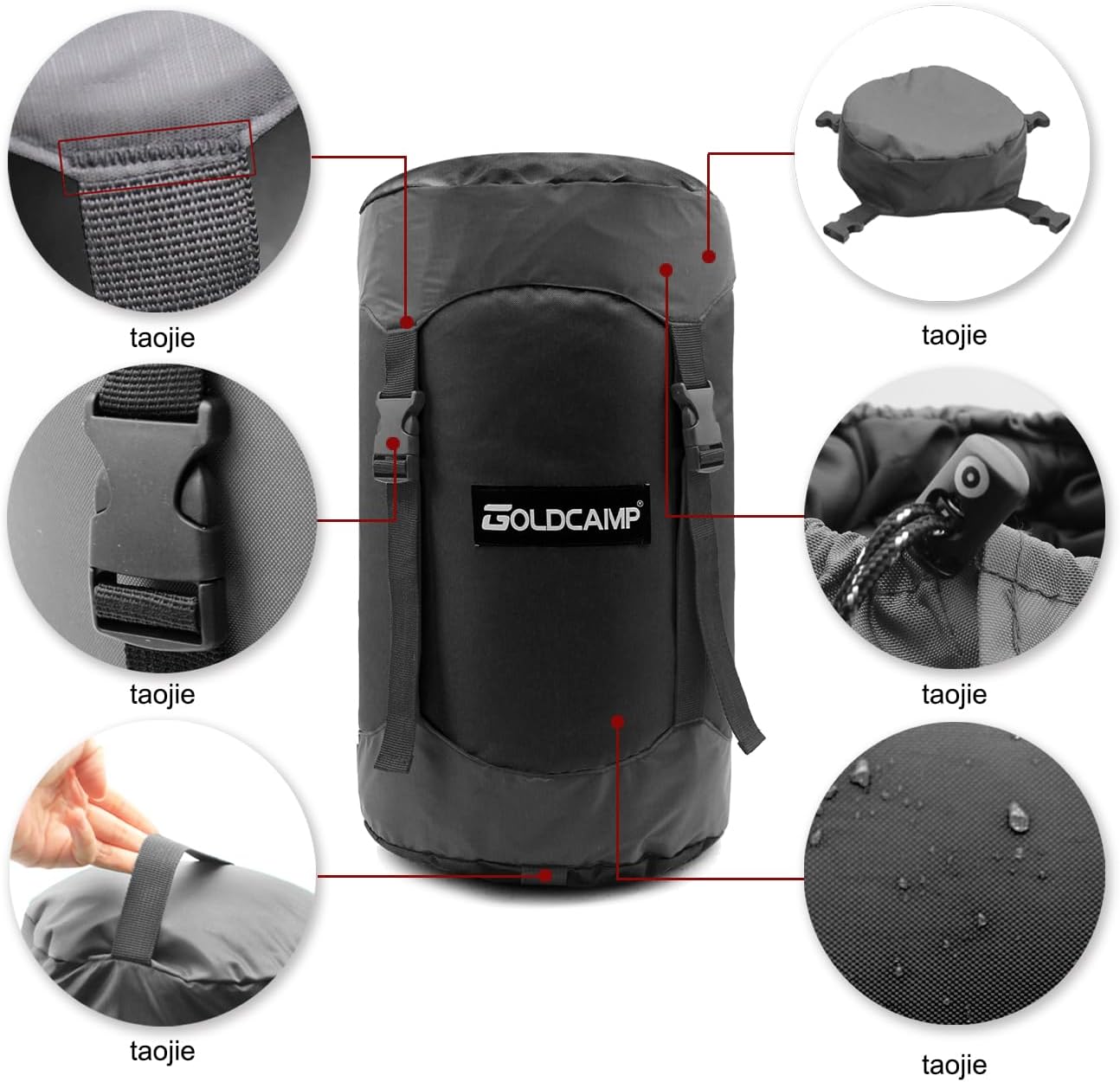 Outdoor Storage Stuff Sacks, Camping Gear Organizer (Black, XL)