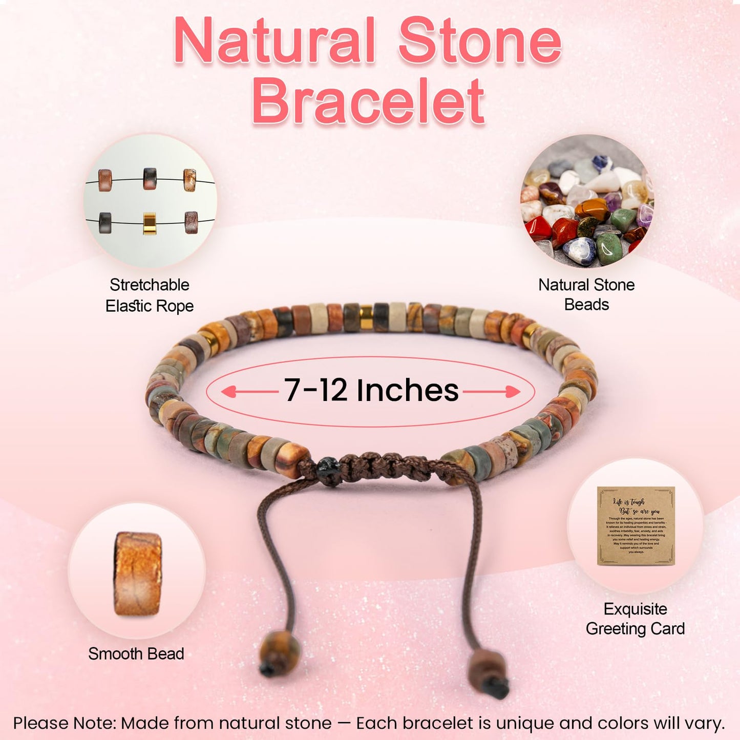 ZOKCC Inspirational Gifts Bracelets for Women : Healing Natural Stone Beaded Bracelets - Thinking of You Get Well Soon Birthday Christmas Gifts for Women Daughter Friends Sister Bestie