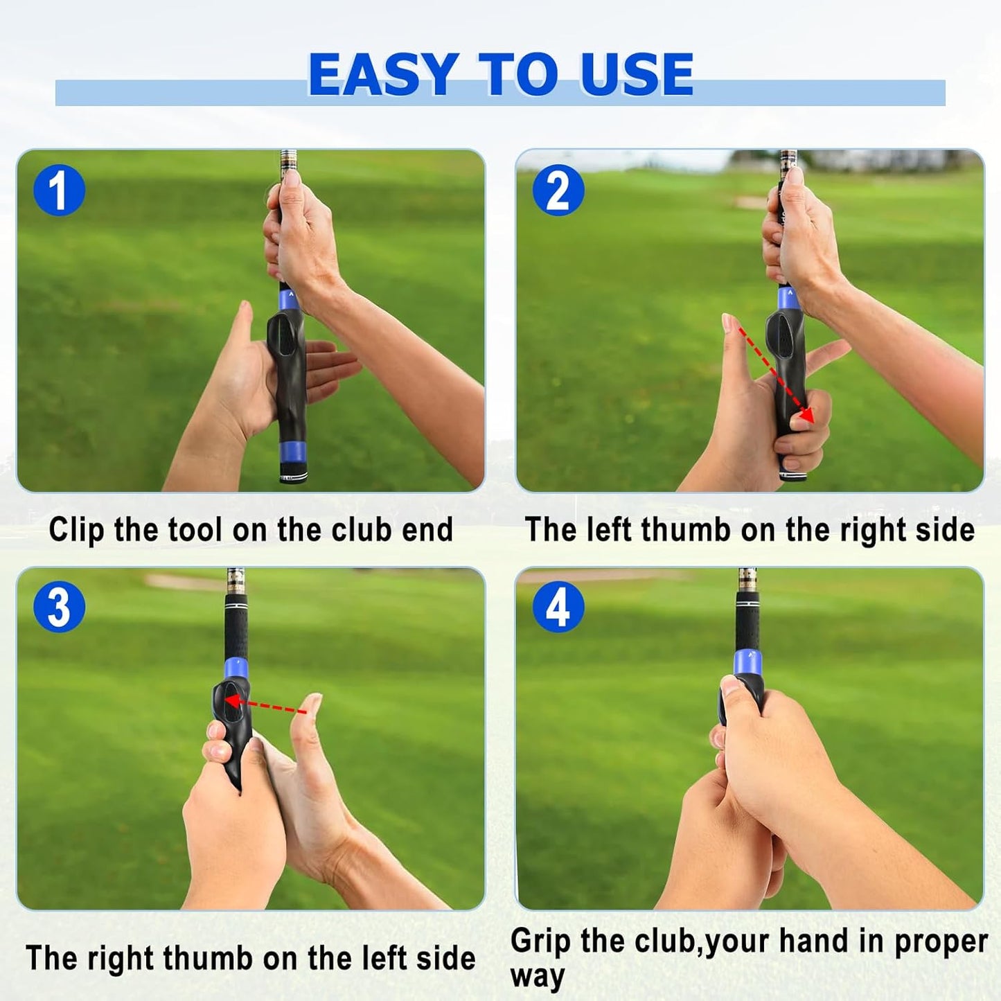 Golf Grip Trainer Right Hand for Women, for Man,for Lady, for Kids, Golf Training aids -Anti-Slip Golf Club Grips, Corrects Hand Position & Builds Muscle Memory for Clubs, Fits Most Golf Grips