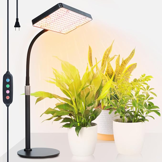 2026 Table Top Grow Light for Seedlings, Bonsai, Vegetable, Bright Natural Sunlight Full Spectrum, 4/8/12/16/20H Timer, 25 Watt Power, NO Need Adapter, 16"-24" Height Adjustable