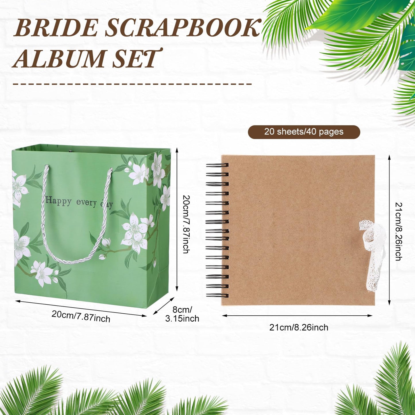 Wedding Guest Book Letters to The Bride Scrapbook, Wedding Planner Book and Organizer with DIY Blank Paper Photo Album and Flower Stickers, Decorative Paper, Slips, Photo Frames, Adhesive Strips