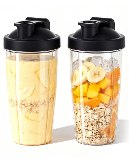 ICUCINA - 28 Oz Blender Cup Replacement with To-Go Lids, Cups for Protein Shakes, BPA Free Smoothie Cups (Pack of 2)