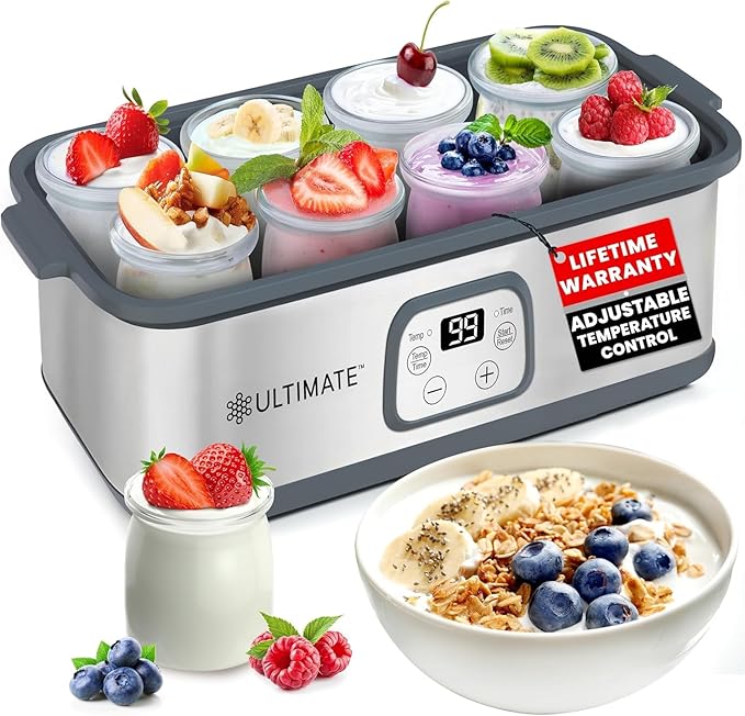 Ultimate Probiotic Yogurt Maker w/Adjustable Temperature & Time Control - Make Trillions of Live Probiotics - Best 2025 Men & Womens Christmas Gifts for Family & Friends - ULTIMATE LIFETIME WARRANTY